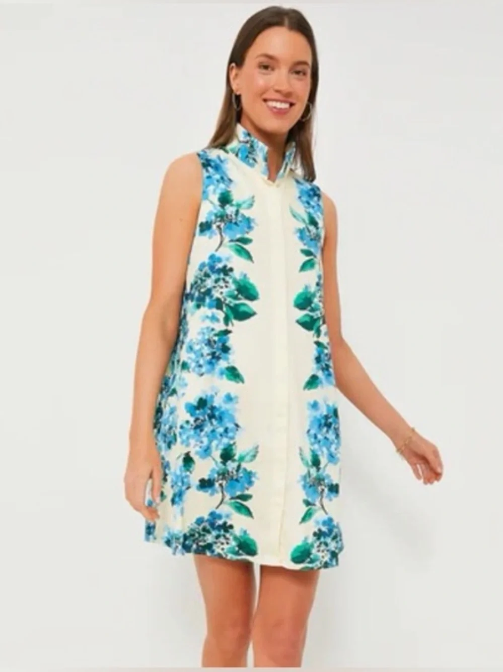 Tuckernuck Water’s Edge Hydrangea Sleeveless Charlie Dress, Size Large